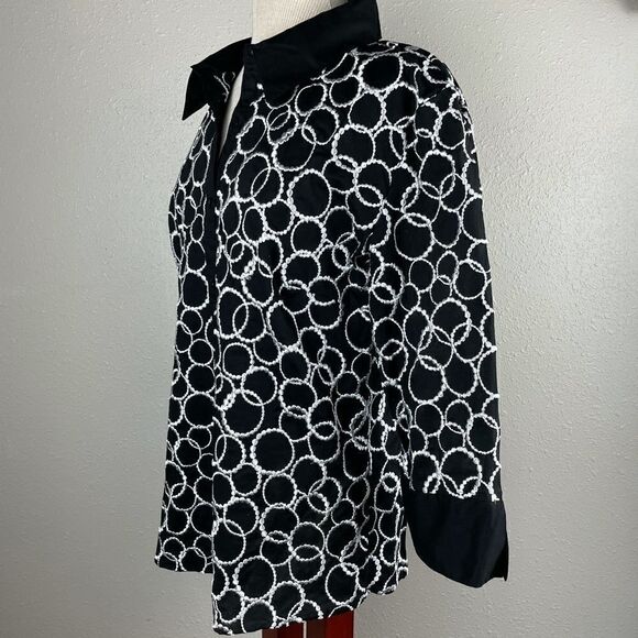 Luciano Dante Button Down 3/4 Sleeve Top Size XL EUC - Picture 3 of 5